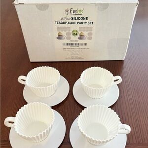 White Silicone Teacup-Cake Set